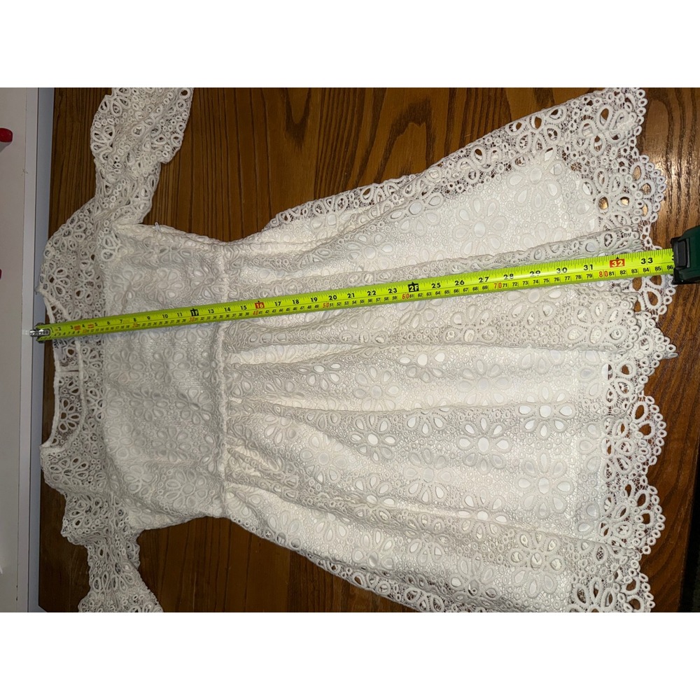 JACK‎ by BB Dakota White Lace Bell Sleeve Fit Flare Dress Size 6 - Picture 6 of 8